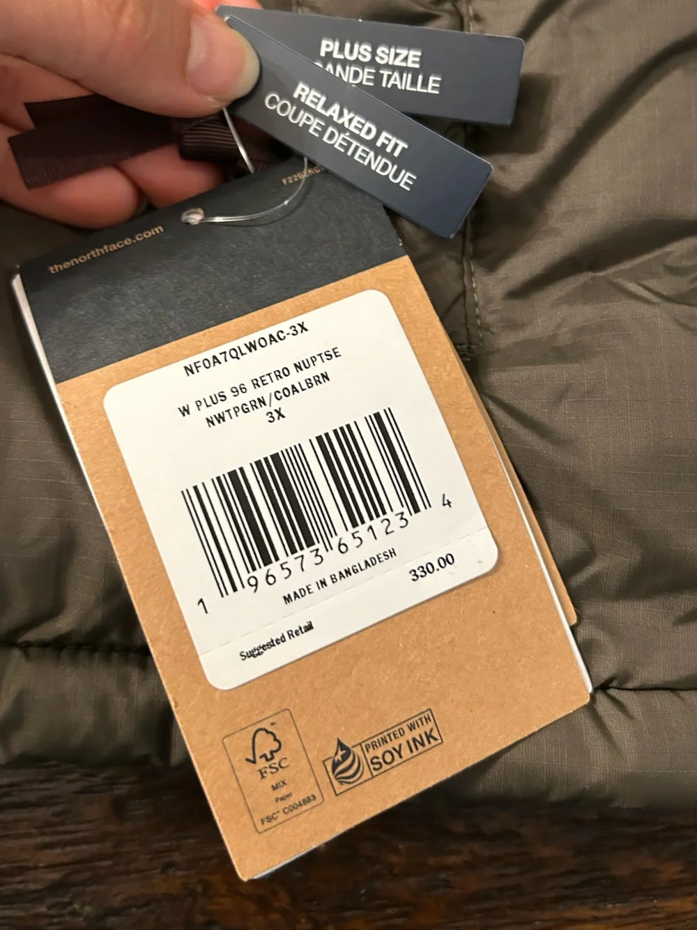 THE NORTH FACE 1996 Retro Nuptse 700 Puffer Jacket- New Taupe Green & Coal Brown